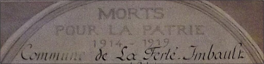 En tête d'un mémorial des morts de la Patrie à La Ferté-Imbault